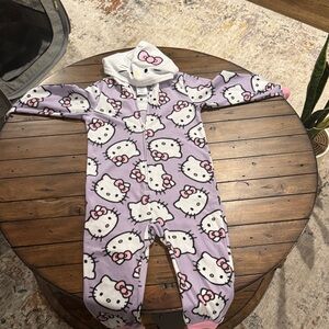 Hello Kitty Lavender and White Fleece Hooded One-Piece Footie